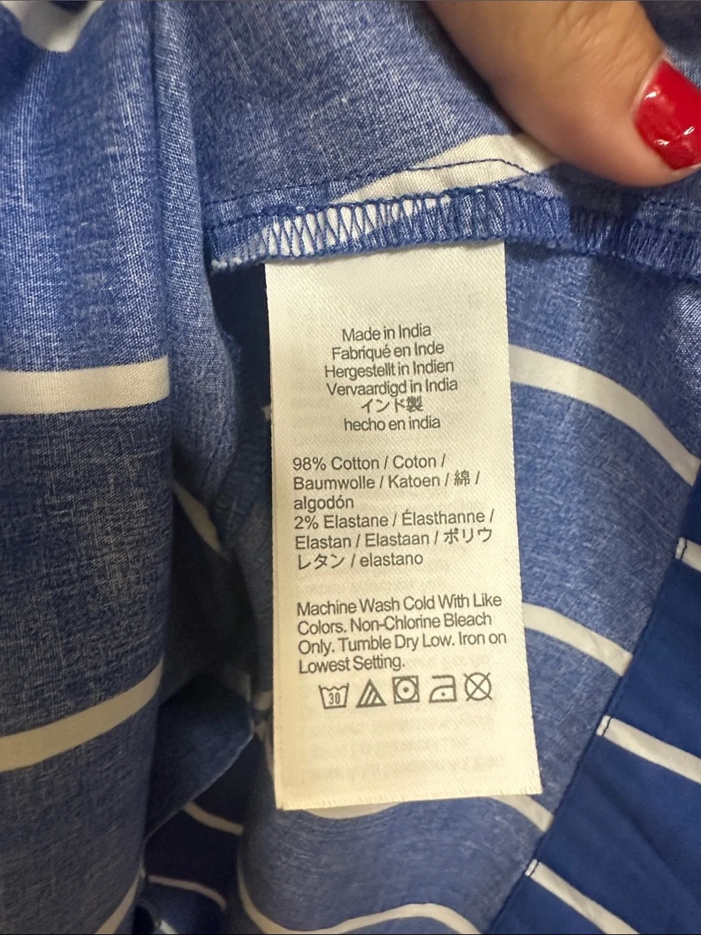 J. Crew Blue and White Striped Collared Short Sleeve Dress with pockets